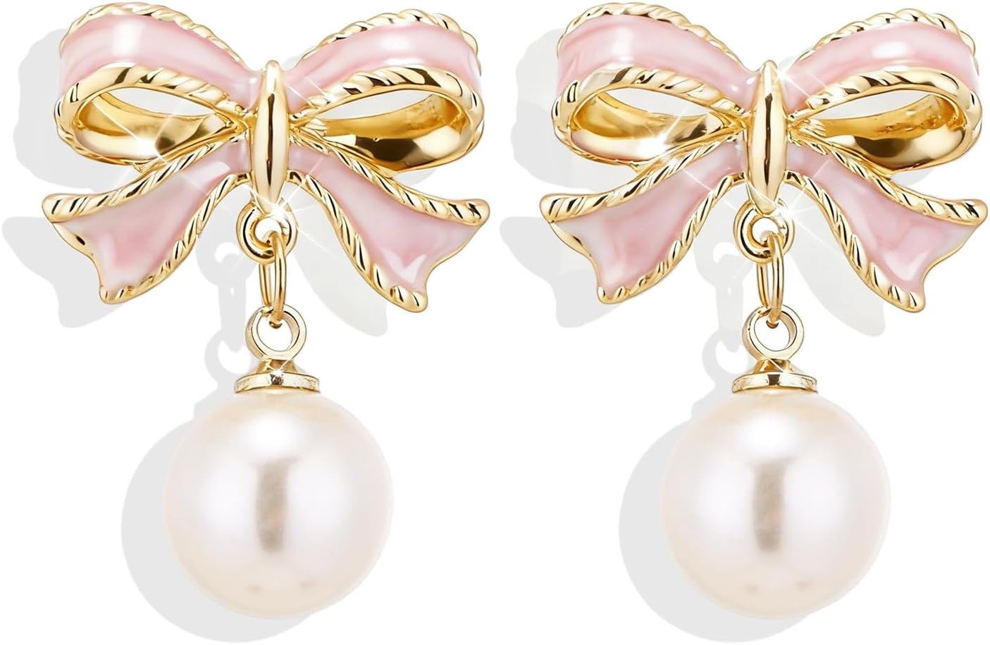 Bow Earrings for Women Trendy Stuff Cute Bow Pearl Drop Dangle Earrings Bowknot Stud Wedding Party Daily Jewelry Accessory Gifts Valentines Day Gifts for Her
