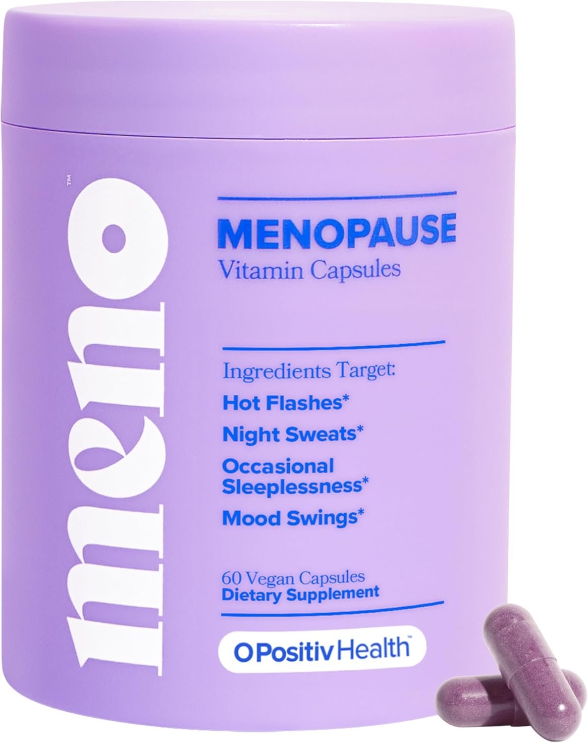 O Positiv MENO Vitamins for Menopause - Hormone-Free Menopause Supplement for Women - Black Cohosh & Ashwagandha KSM-66 - Helps Relieve Hot Flashes, Night Sweats, Mood Swings - 30 Servings (Pack of 1)