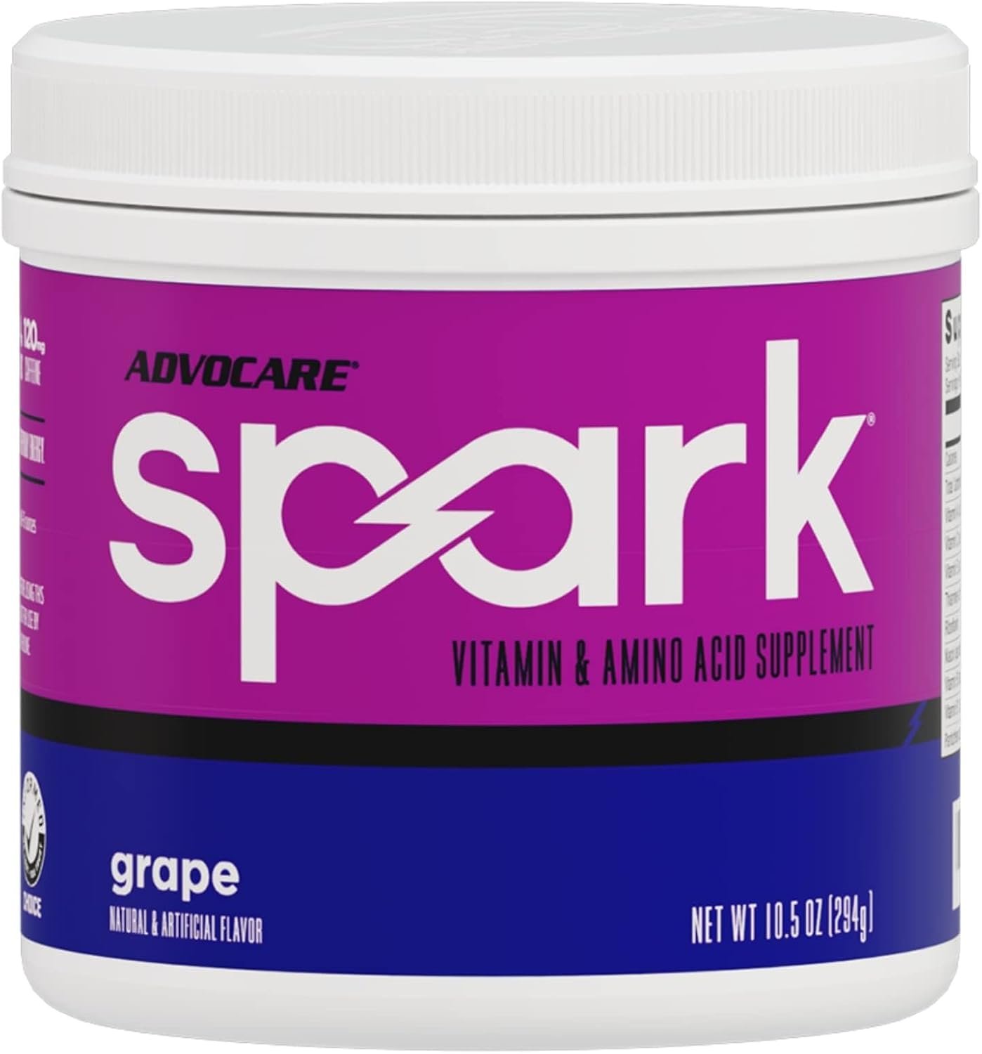 AdvoCare Spark Vitamin & Amino Acid Supplement - Focus & Energy Drink Powder Mix with Vitamin A, B-6, C & E - Also Includes L-Carnitine & L-Tyrosine - Grape - 42 Servings