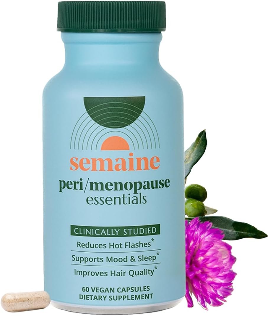 Semaine Peri/Menopause Essentials, 60 Ct. - Fuller Hair, No More Hot Flashes, Hormone Balance, Better Sleep & More - Clinically-Studied, Non-Hormonal Formula