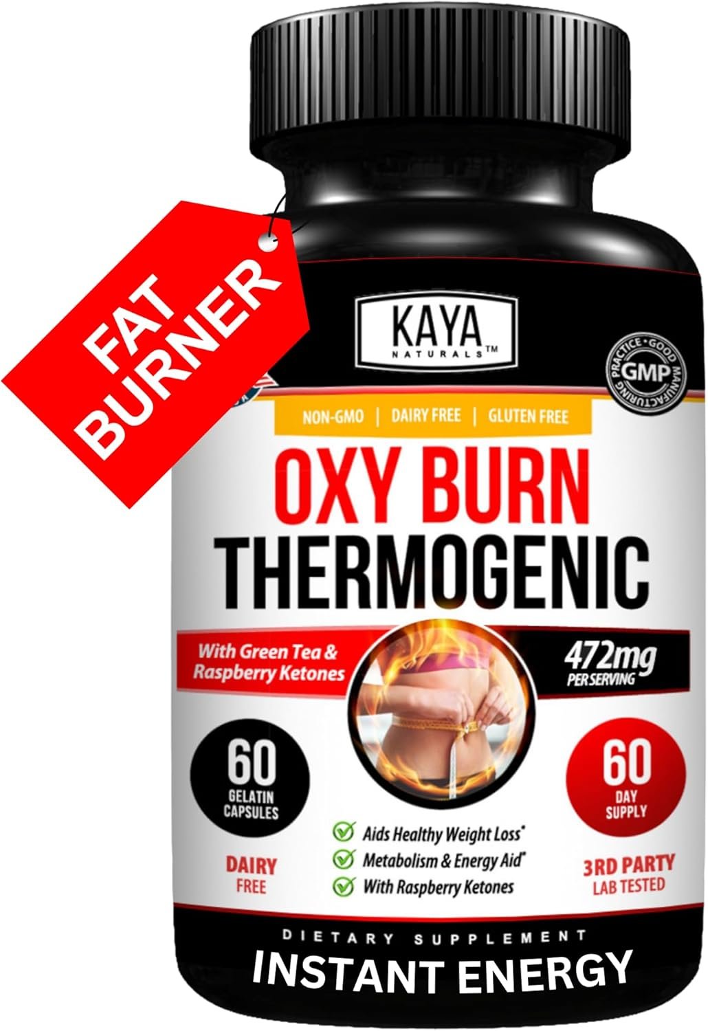 Kaya Naturals Supreme Fat Burner - Weight Loss Pills Women & Men - Appetite Suppressant Supplement - Powerful Thermogenic Diet Pills - Natural Energy Boost Oxy Burn 60 Count
