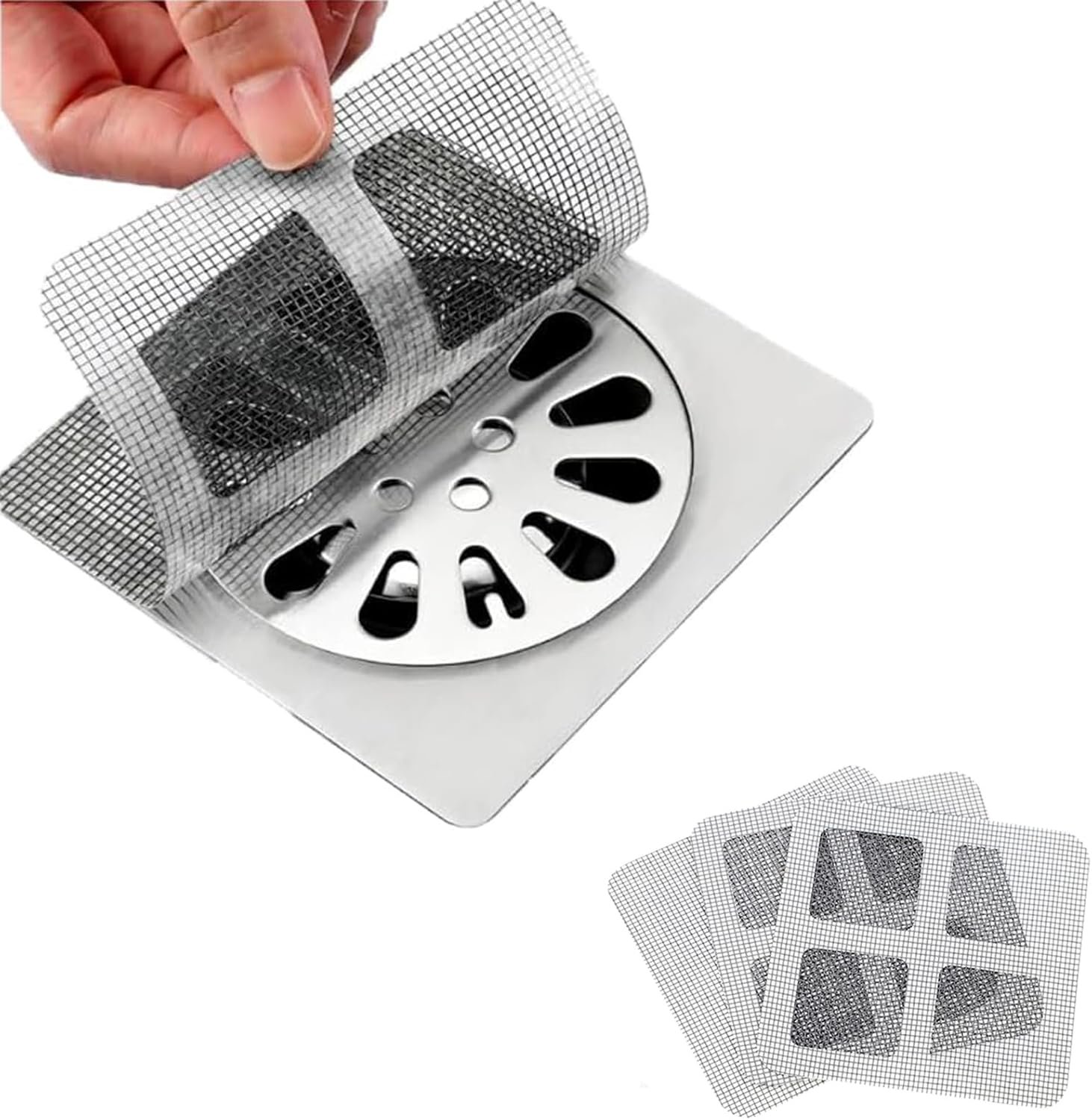 Disposable Hair Drain Stickers, 2026 New Disposable Shower Drain Cover Hair Catcher, Bathroom Floor Drain Filter Stickers Shower Drain Protector - Easy to Install - Mesh Cover Floor Drain Sticker (20)