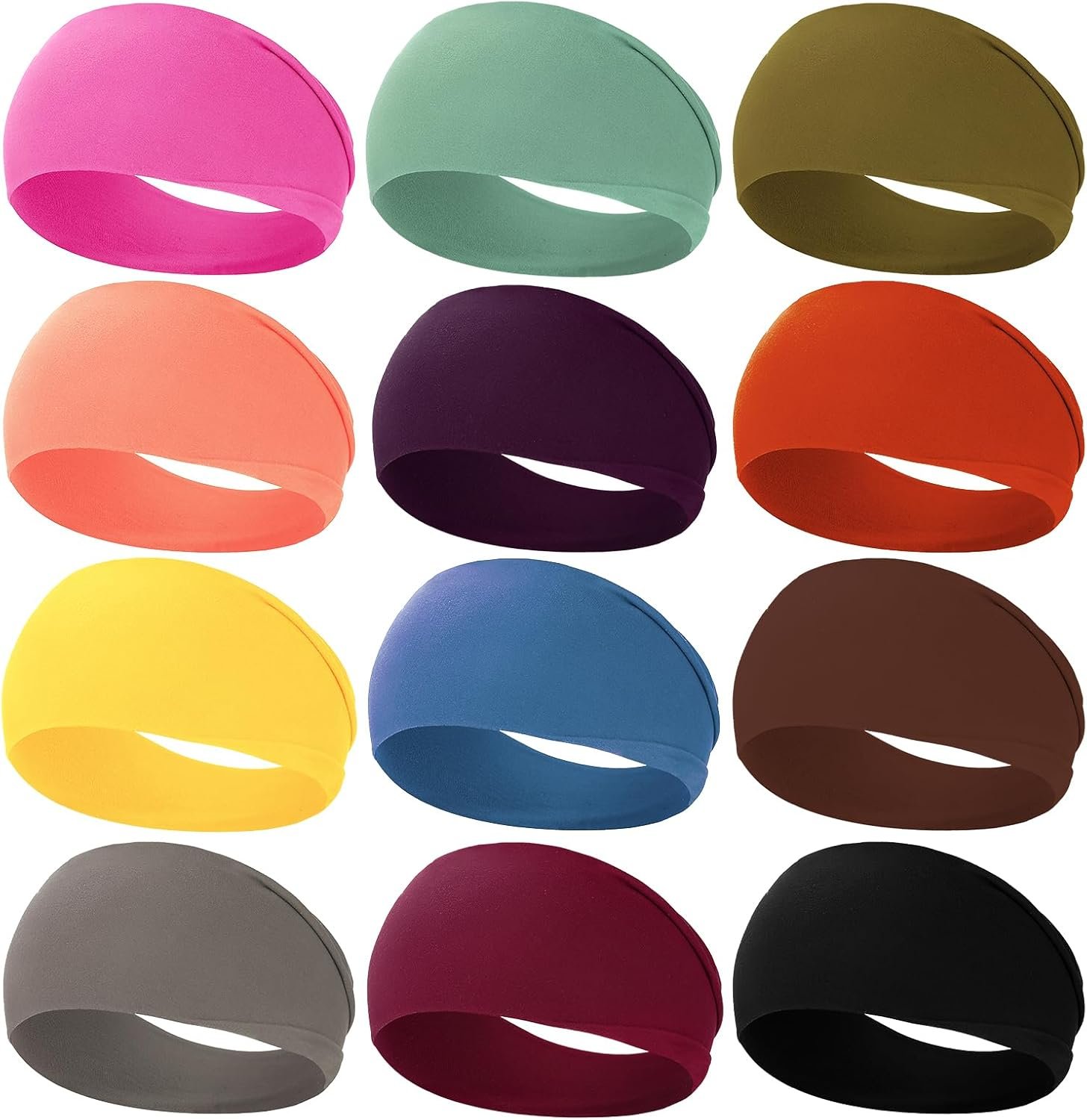 RITOPER Workout Wide Headbands for Women Non Slip, Super Soft Yoga Running Exercise Head Bands, Elastic Sweat Band Hair Bands for Women's Hair, Womens Solid Headband Hair Wrap