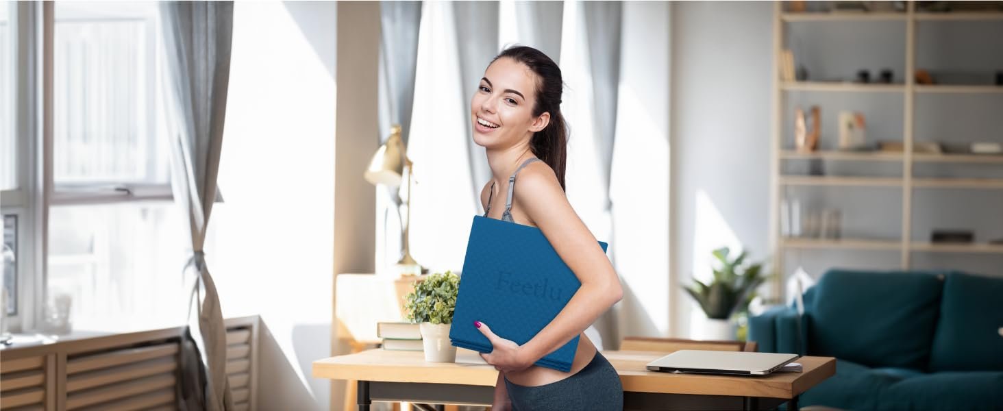 Feetlu yoga mat, non-toxic, foldable mat, ITS certified, POE material, non-slip, Pilates, workout