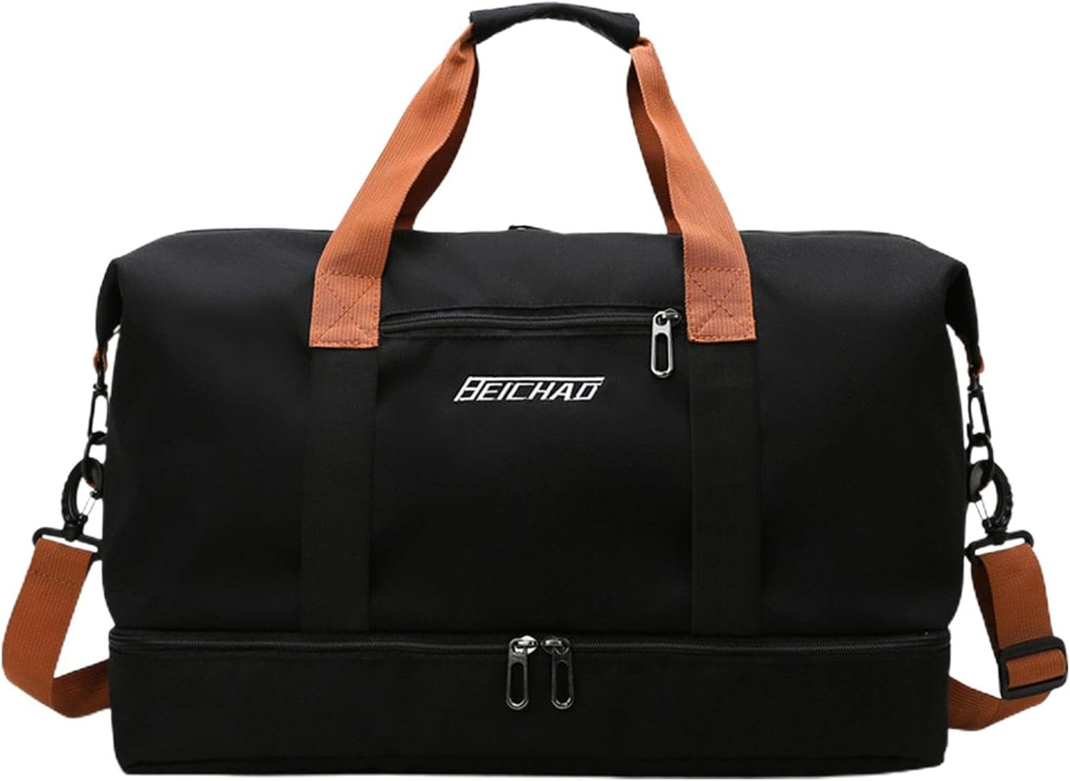 Portable Waterproof Gym Bag, Weekender Travel Bag,With Shoes Compartment (Black)