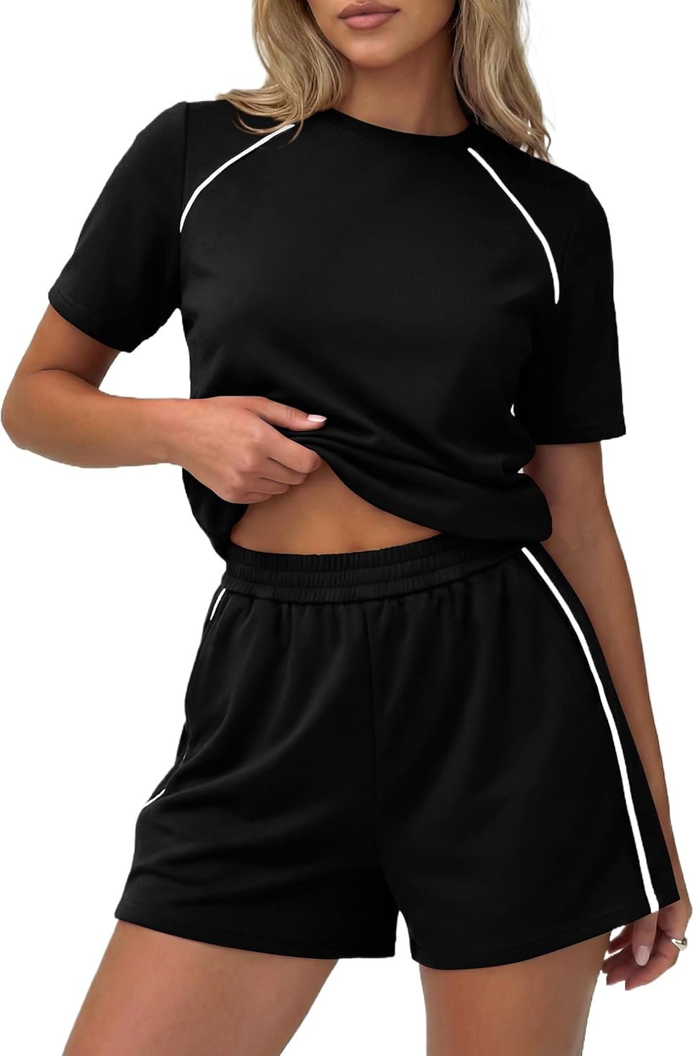 PRETTYGARDEN Shorts Sets Women 2 Piece Outfits Summer 2026 Matching Workout Athletic Clothing Casual Spring Travel Loungewear