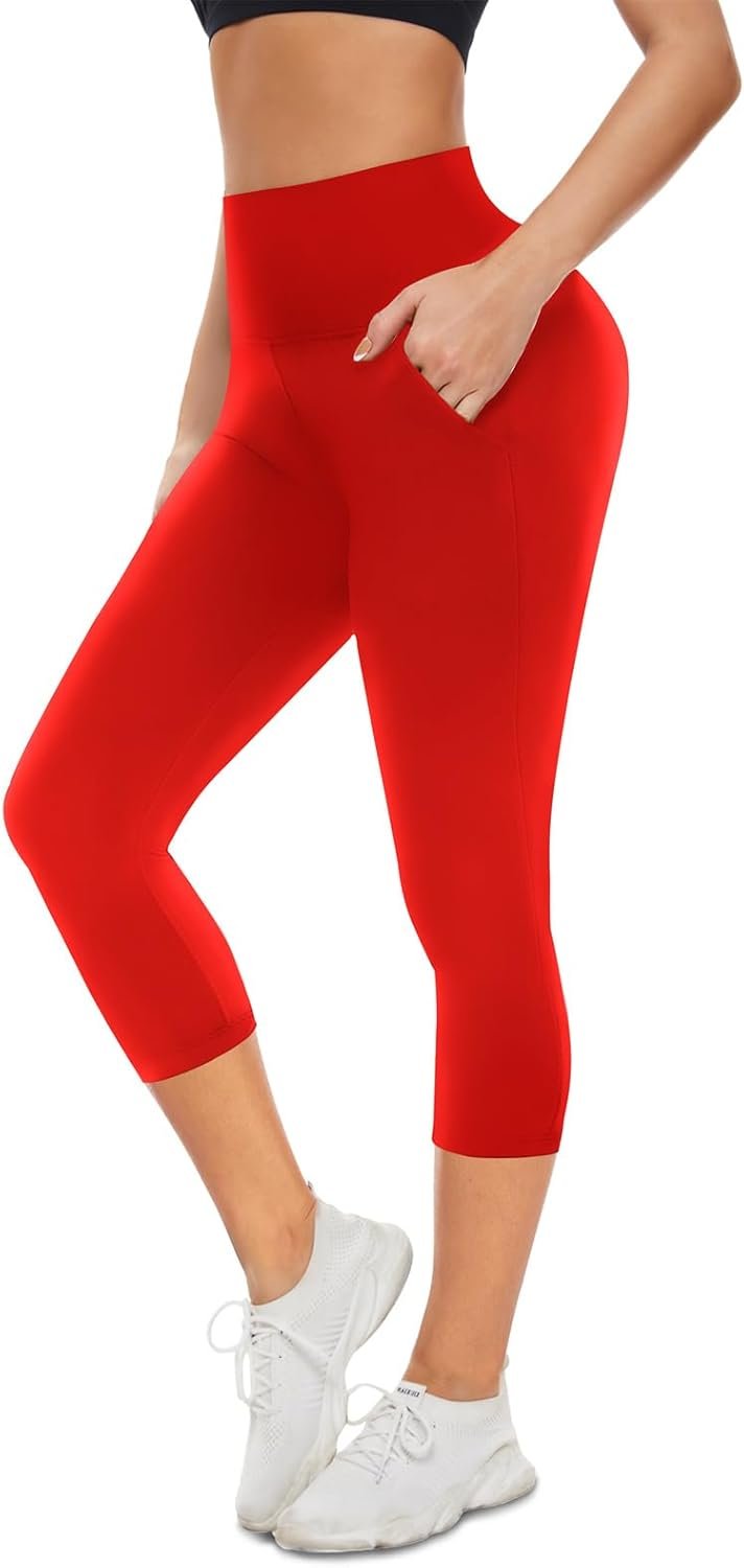 Aoliks Leggings with Pockets for Women - High Waist Tummy Control Yoga Pants Running Gym Workout Dance Pants