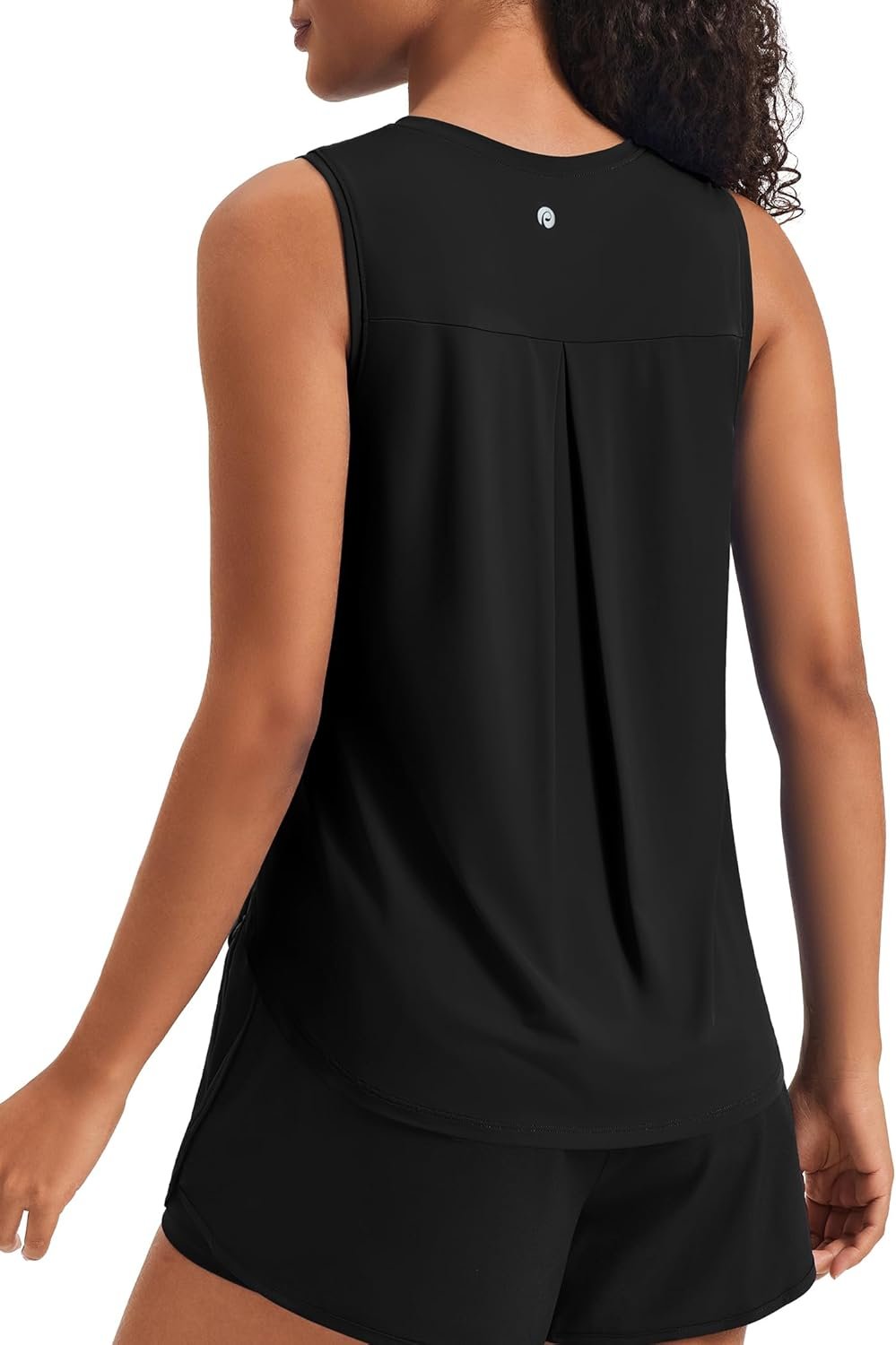 PINSPARK Women's Workout Tank Tops Back Pleat Loose Fit Sleeveless Yoga Athletic Shirts Soft UPF 50+ Cooling Running Gym Tops