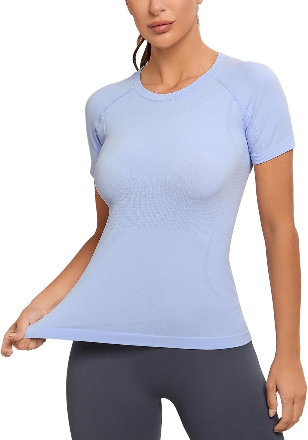 MathCat Seamless Workout Tops for Women, Short Sleeve Compression Athletic Shirts Soft Yoga Gym Tops XS-XL