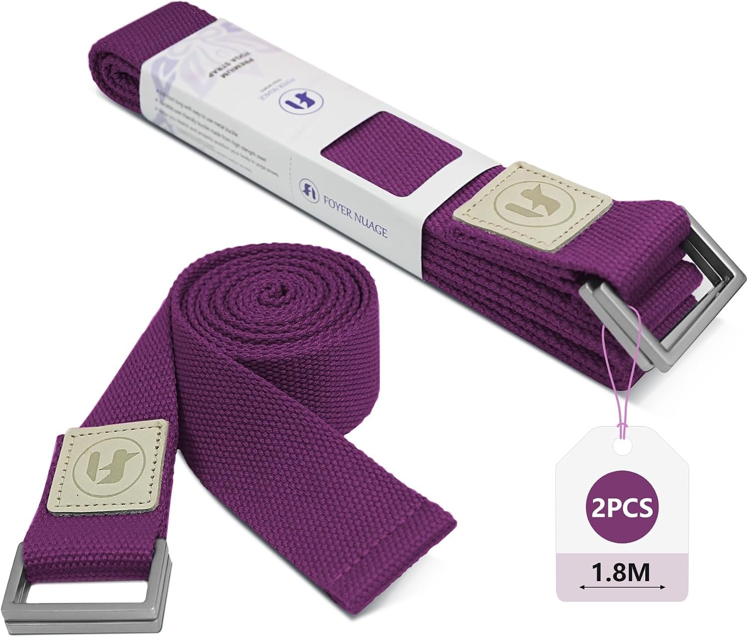 Yoga Straps 1.8M or 2.5M, Durable Cotton Yoga Straps for Stretching, Adjustable Yoga Belt Strap for Yoga, Dance, Gym Workouts