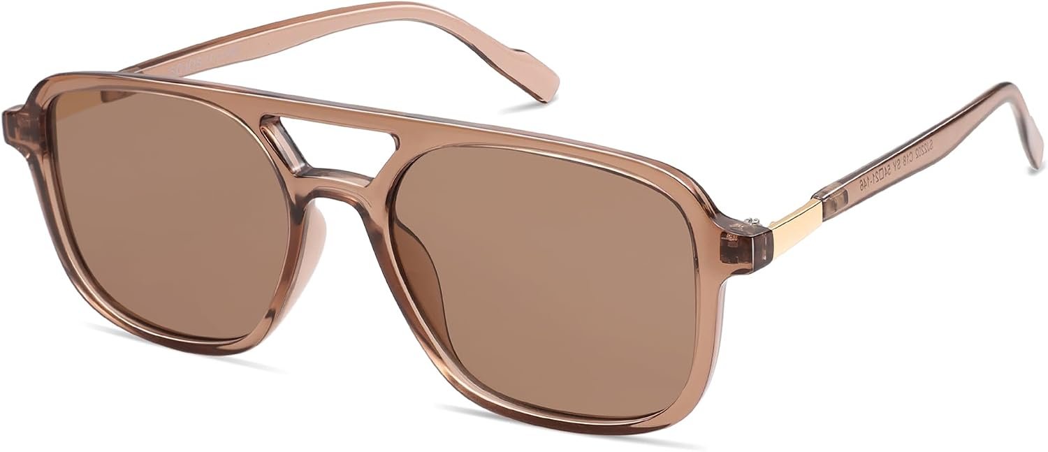 SOJOS Retro Aviator Sunglasses Womens Mens,Trendy Rectangle Shades SJ2202 | Polit UV400 Protection Women Sun Glasses,Y2K Cute Thin Slim Frames,Daily Wear,Outdoor,Driving,Travel Beach Essentials