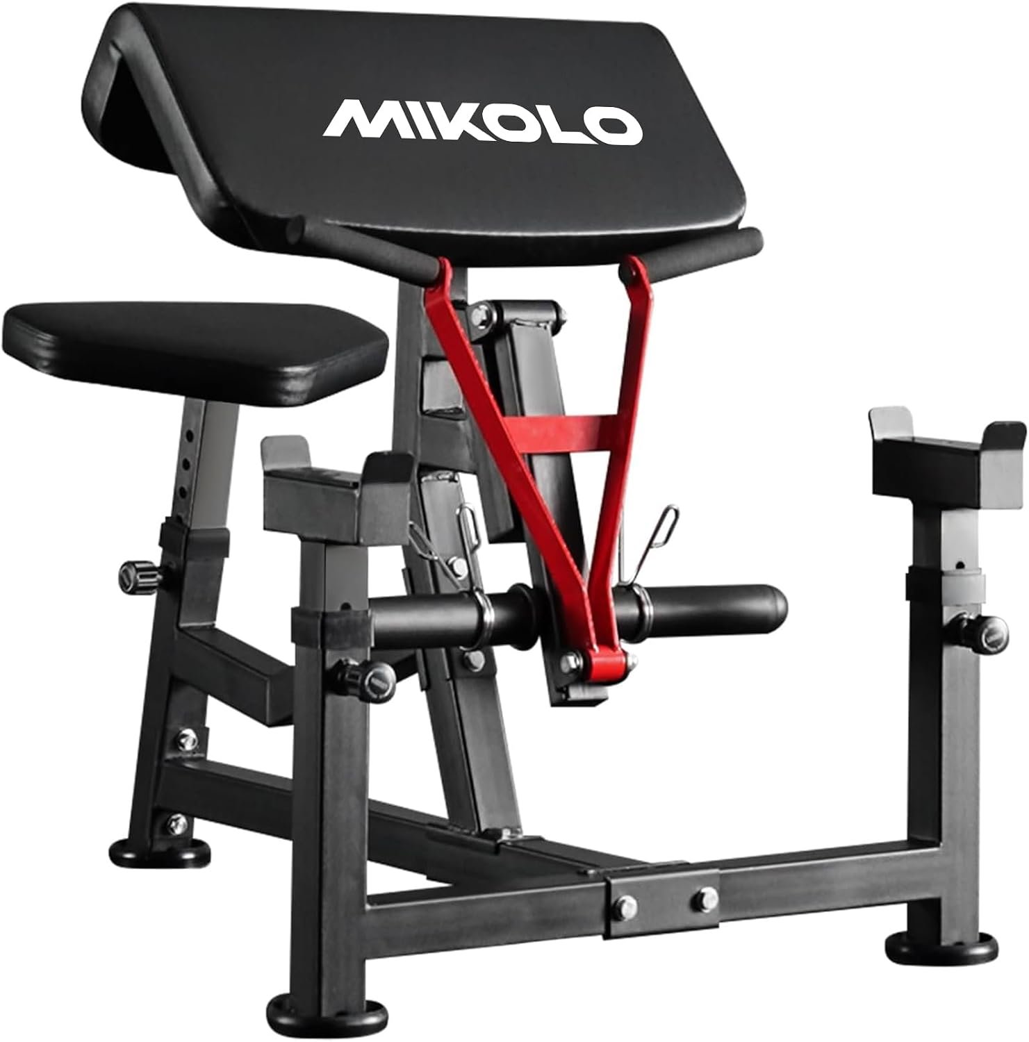 Mikolo Preacher Curl Bench, Plate Loaded Bicep Curl Machine, Bicep Workout Equipment，2 in 1 Arm Training Machine for Home Gym