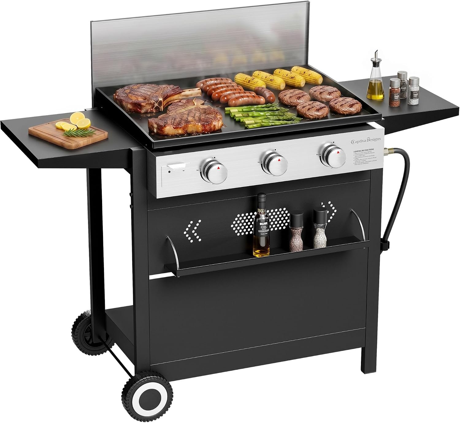 Captiva Designs Griddle Propane Gas Grill Detachable Table Top Grill