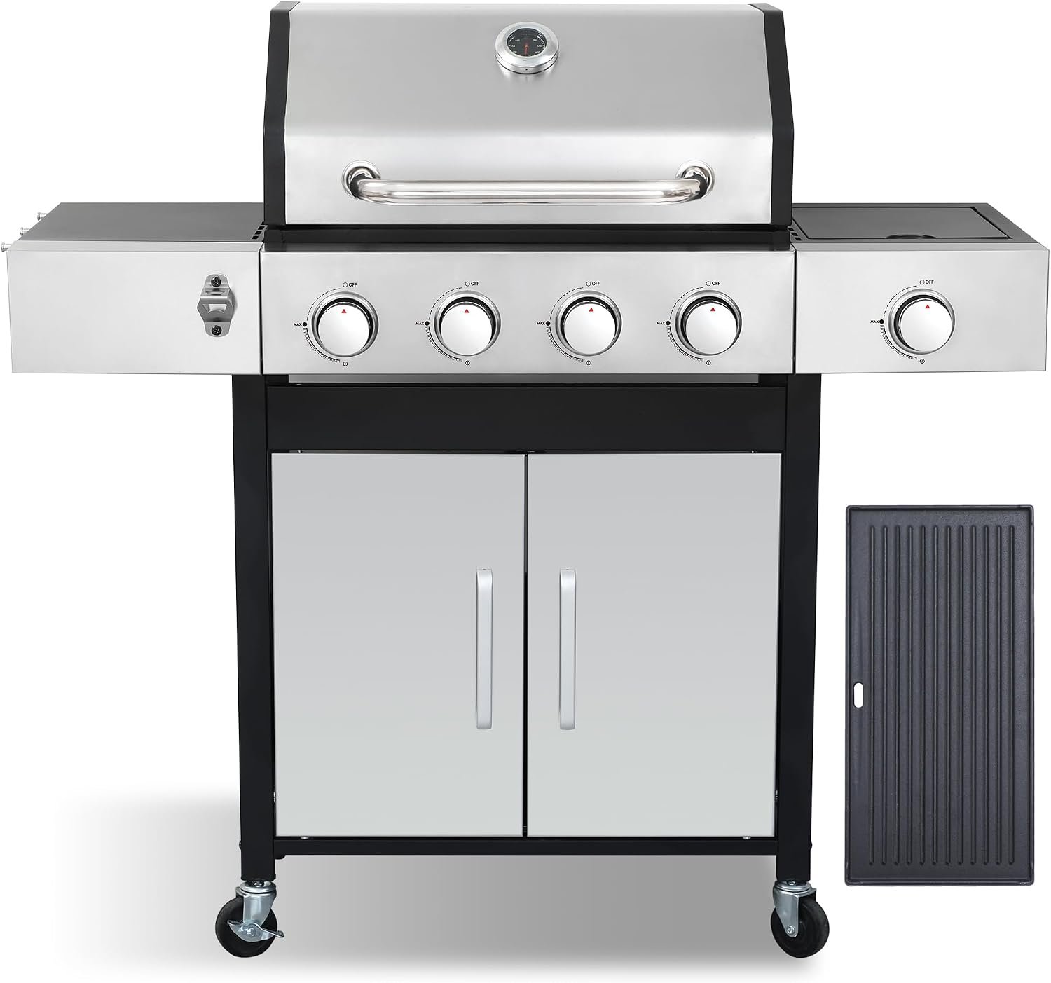 4-Burner Propane Gas Grill and Griddle Combo with Side Burner