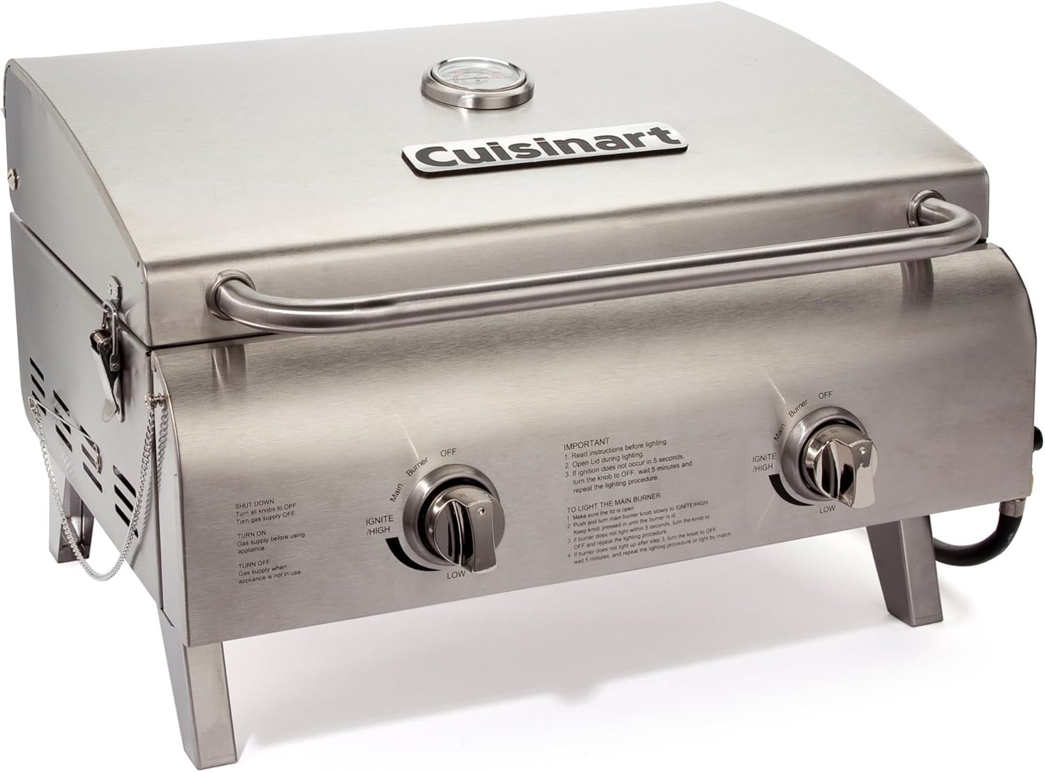Cuisinart Outdoor Gas Grill, 20,000 BTU, Portable, 2-Burner