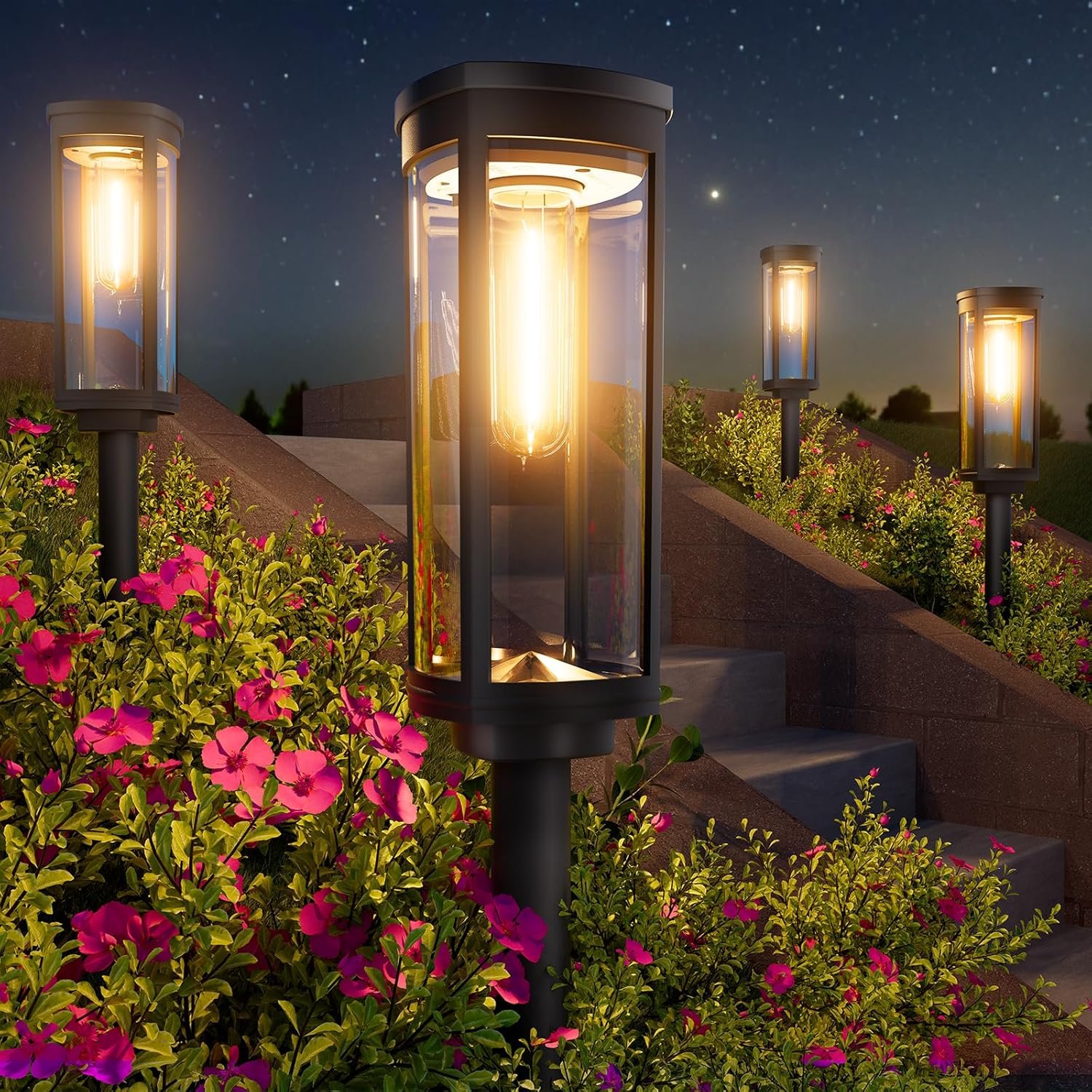 BITPOTT Solar Lights Outdoor, 8 Pack Pathway Lights, Warm White, IP65